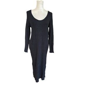 Universal Thread Women's Long Sleeve Midi Bodycon Ribbed Dress Black XXL NEW